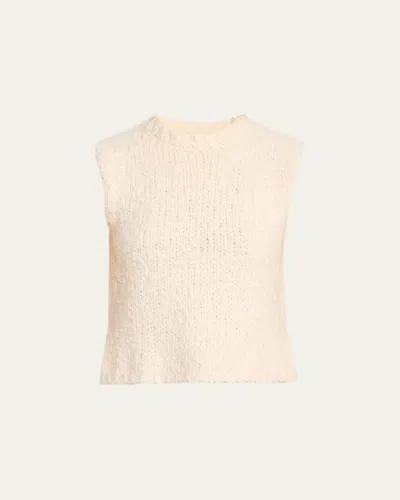 Adam Lippes Gwen Brushed Silk Knit Sleeveless Top In White