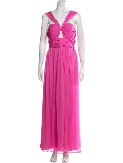 Pre-owned Adam Lippes Halterneck Long Dress In Pink