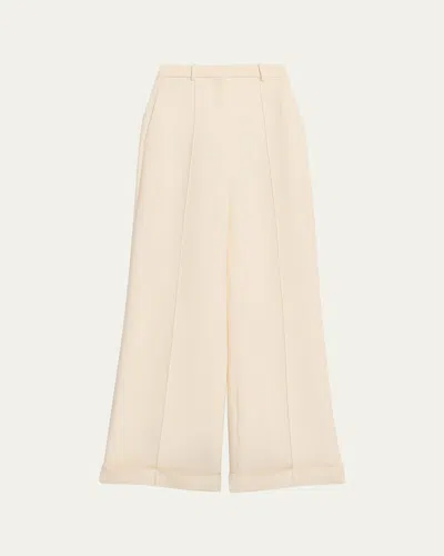 Adam Lippes High-rise Cuffed Wide-leg Trousers In Ivory