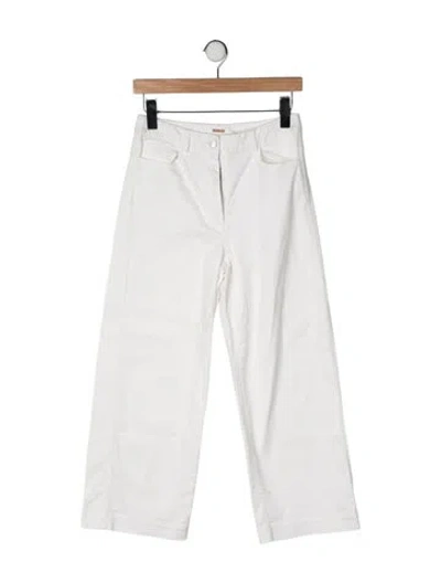 Pre-owned Adam Lippes High-rise Wide Leg Jeans In White