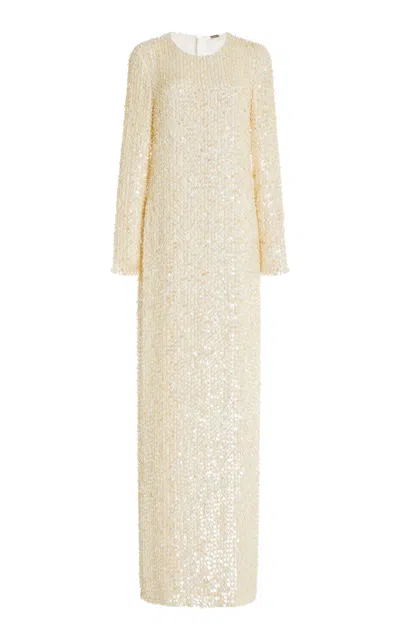 Adam Lippes Jamis Dress In Embroidered Mother Of Pearl In Ivory