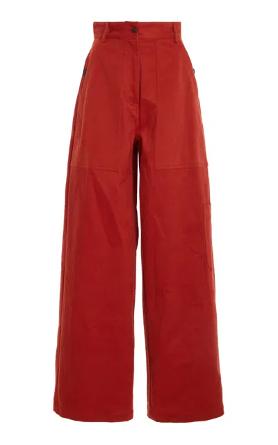 Adam Lippes Jasper Mid-rise Cotton-twill Wide-leg Pants