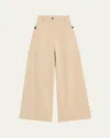 Adam Lippes Jasper Wide Leg Twill Pants In Khaki