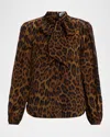 Adam Lippes Joan Leopard-print Silk Scarf-neck Blouse In Brown