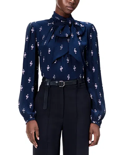 Adam Lippes Joan Silk-blend Blouse In Blue