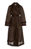 Adam Lippes Jupiter Cotton Organdy Trench Coat In Brown