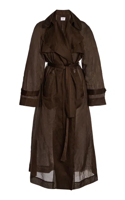 Adam Lippes Jupiter Cotton Organdy Trench Coat In Brown