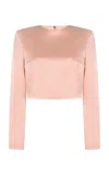 Adam Lippes Keira Silk Charmeuse Crop Top In Pink