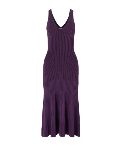 Adam Lippes Twyla Ribbed-knit Midi Dress In Purple