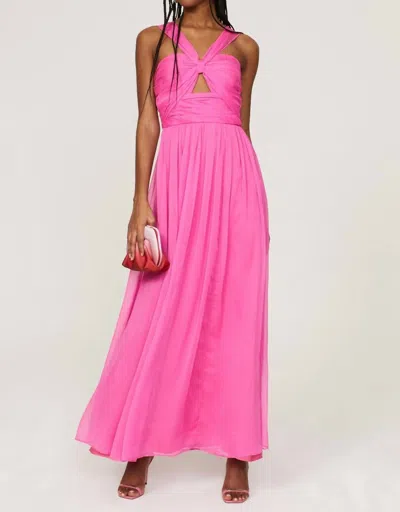 Adam Lippes Knot Front Maxi Long Gown Dress In Pink
