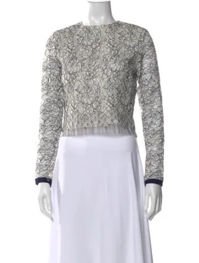 Pre-owned Adam Lippes Lace Lace Pattern Top In Gray