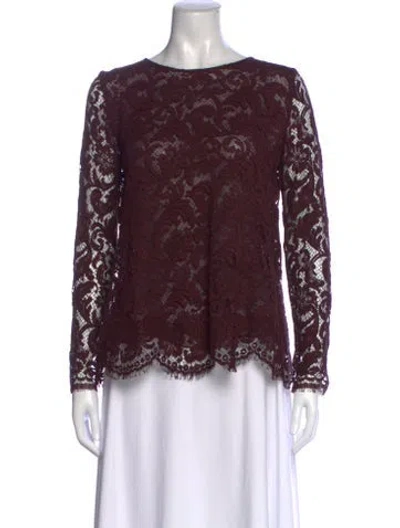 Pre-owned Adam Lippes Lace Pattern Bateau Neckline Blouse In Purple