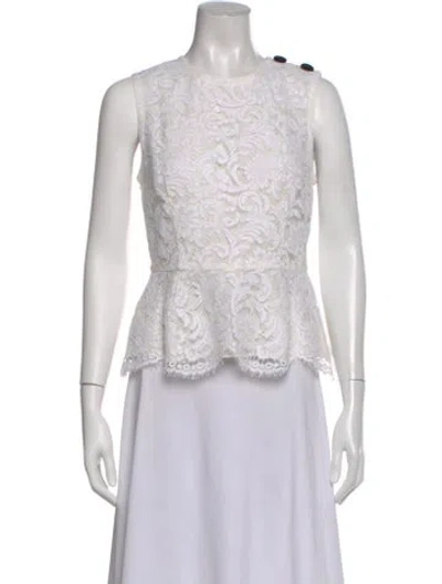 Pre-owned Adam Lippes Lace Pattern Crew Neck Top In Neutral