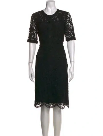 Pre-owned Adam Lippes Lace Pattern Knee-length Dress In Black