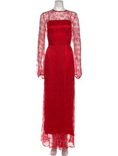 Pre-owned Adam Lippes Lace Pattern Long Dress W/ Tags In Red