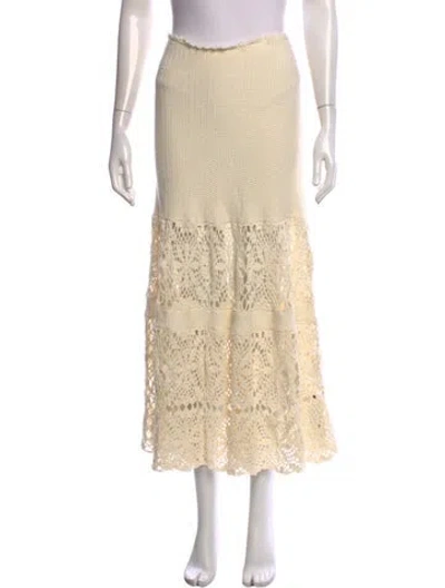 Pre-owned Adam Lippes Lace Pattern Long Skirt In Neutrals