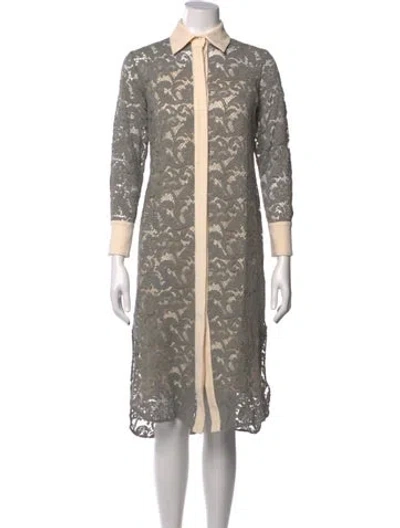 Pre-owned Adam Lippes Lace Pattern Midi Length Dress In Gray