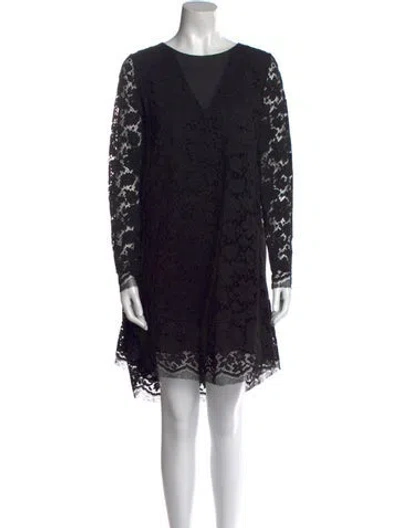 Pre-owned Adam Lippes Lace Pattern Mini Dress In Black