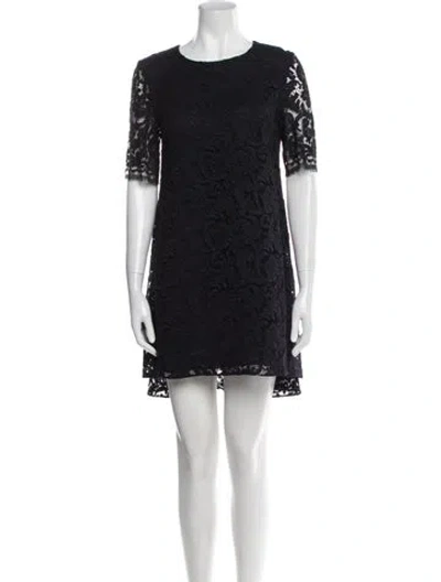 Pre-owned Adam Lippes Lace Pattern Mini Dress In Blue