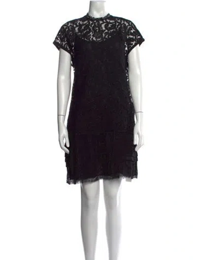 Pre-owned Adam Lippes Lace Pattern Mini Dress In Blue