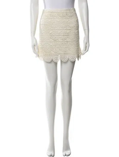 Pre-owned Adam Lippes Lace Pattern Mini Skirt In White