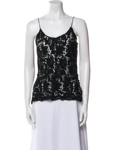 Pre-owned Adam Lippes Lace Pattern Scoop Neck Top In Black