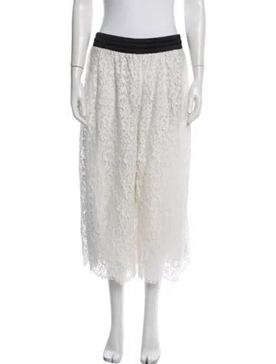 Pre-owned Adam Lippes Lace Pattern Wide Leg Pants In Neutrals