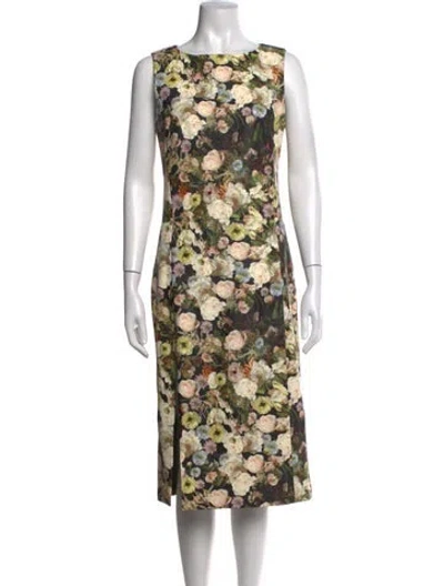 Pre-owned Adam Lippes Lamb Leather Midi Length Dress In Black/blue/green