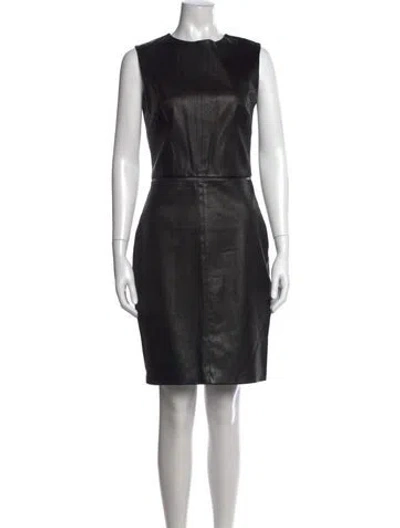 Pre-owned Adam Lippes Lambskin Knee-length Dress In Black/green