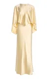 Adam Lippes Larys Draped Silk Charmeuse Maxi Dress In Ivory