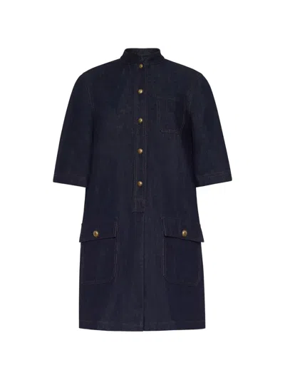 Adam Lippes Lauder Denim Midi Dress In Blue