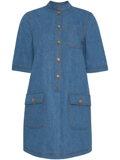 Adam Lippes Lauder Mini Dress In Blue