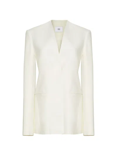 Adam Lippes Lazarus Collarless Jacket In Neutral