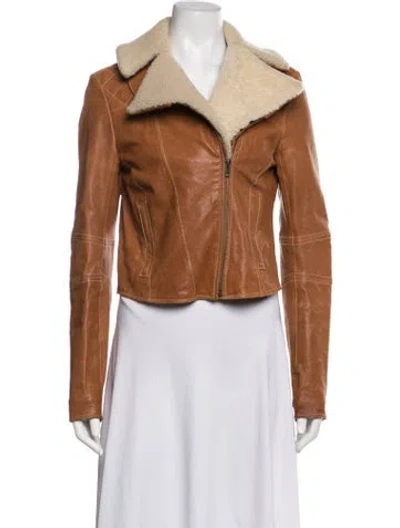 Pre-owned Adam Lippes Leather Biker Jacket In Brown