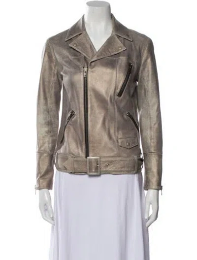 Pre-owned Adam Lippes Leather Biker Jacket In Neutral