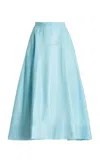 Adam Lippes Leather Flare Skirt In Blue