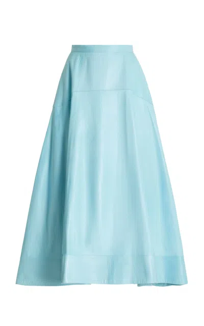 Adam Lippes Leather Flare Skirt In Blue