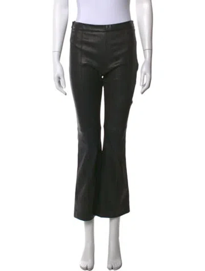 Pre-owned Adam Lippes Leather Flared Pants In Black
