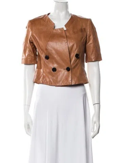 Pre-owned Adam Lippes Leather Jacket In Brown