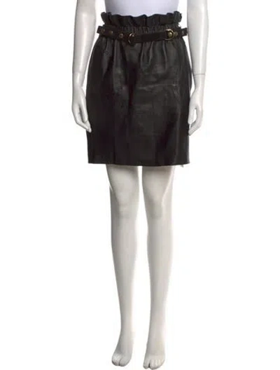 Pre-owned Adam Lippes Leather Knee-length Skirt In Black
