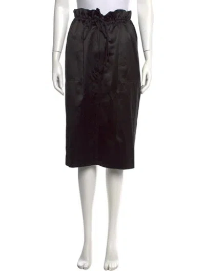 Pre-owned Adam Lippes Leather Midi Length Skirt In Black