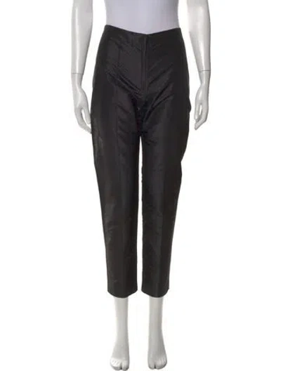 Pre-owned Adam Lippes Leather Straight Leg Pants In Black