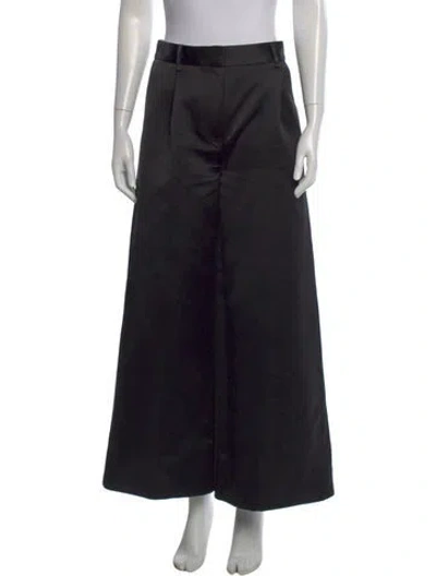 Pre-owned Adam Lippes Leather Wide Leg Pants In Black