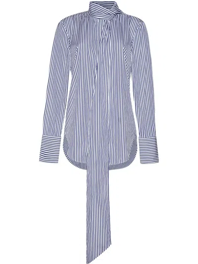 Adam Lippes Lee Striped Poplin Blouse In Blue