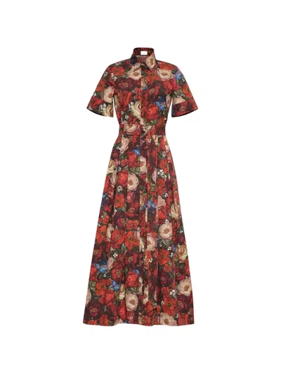 Adam Lippes Leighton Floral-print Dress In Red