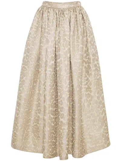 Adam Lippes Leopard-jacquard Skirt In Neutrals