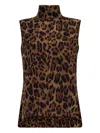 Adam Lippes Leopard-print High-neck Top In Brown