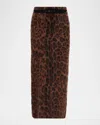 Adam Lippes Levi Belted Leopard Brushed-cashmere Skirt In Brown