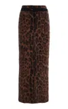 Adam Lippes Levi Belted Leopard Brushed-cashmere Skirt
