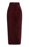 Adam Lippes Levi Belted Suede Maxi Skirt In Burgundy